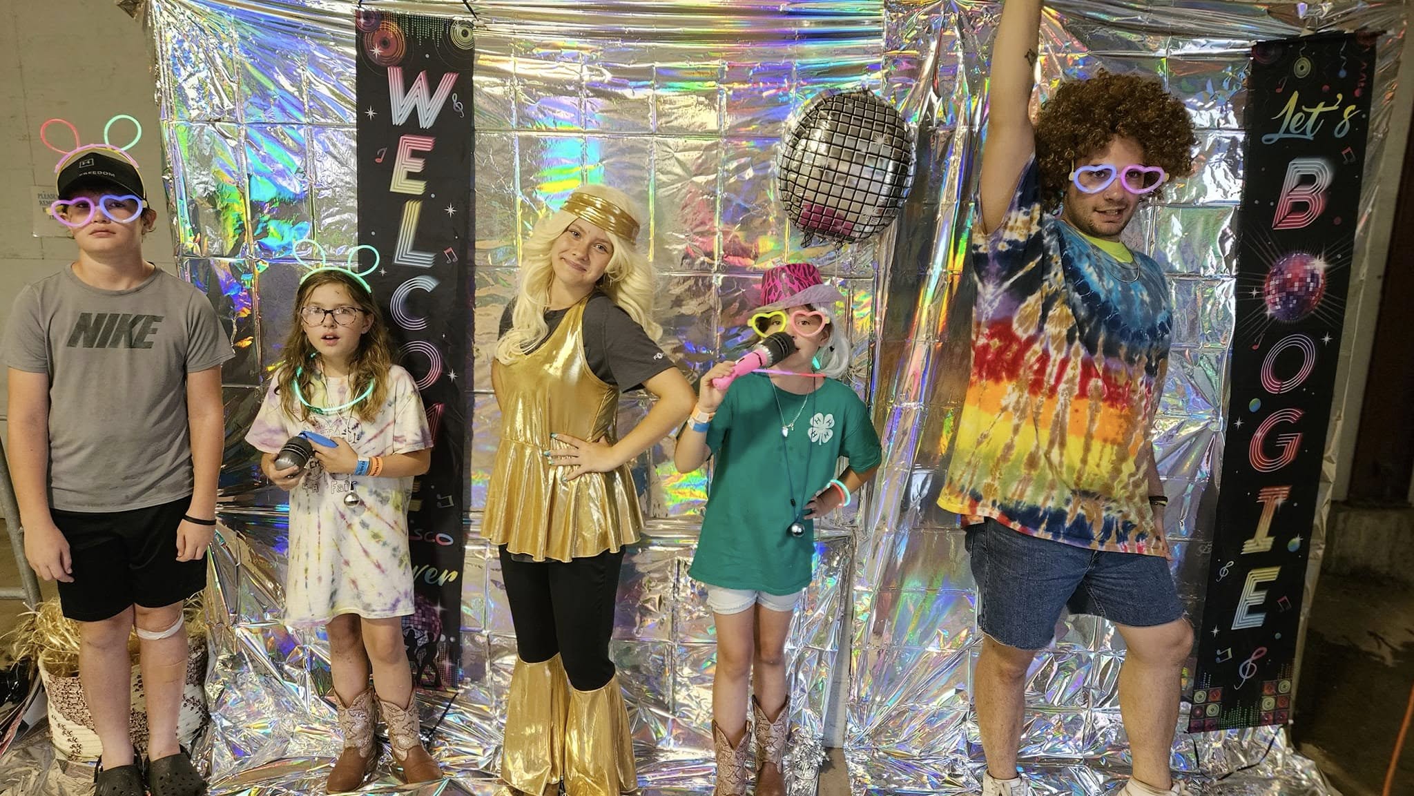 2024 Middlesex & New Haven County 4-H Fair Disco Night - Five 4-Hers ready to boogie on down.