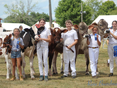 6 youth and heifers looking at the camera