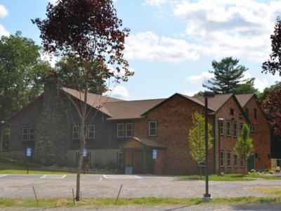 Large building with the letters '4-H' on the side